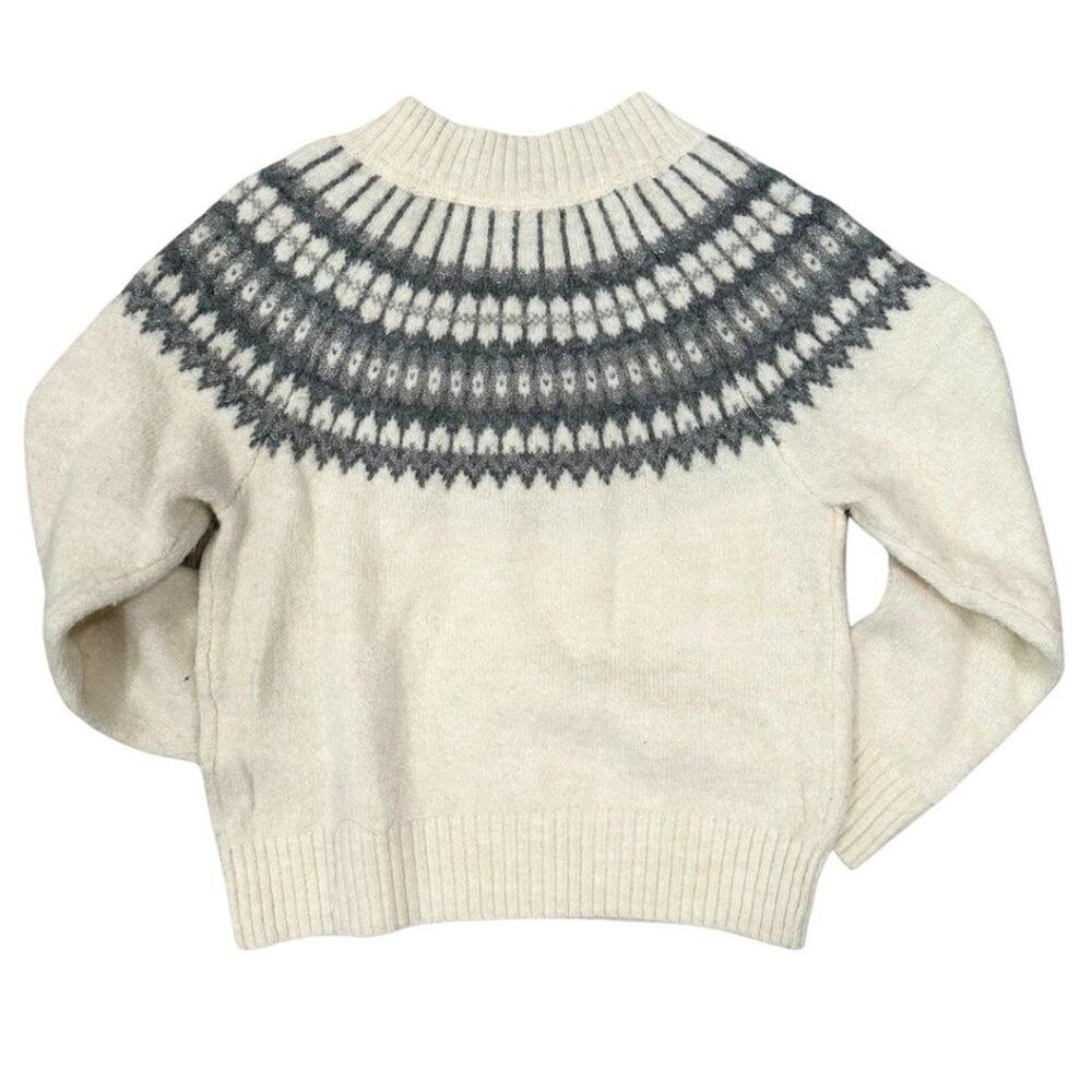 GAP Kids Fair Isle Mockneck Sweater  Ivory Multi Grey 5 - Picture 7 of 8